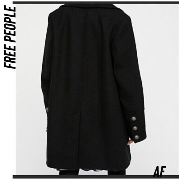 Free People EXCELLENT Naiomi Wool Black pea coat Jacket XS!!!!!! French style - Picture 3 of 6
